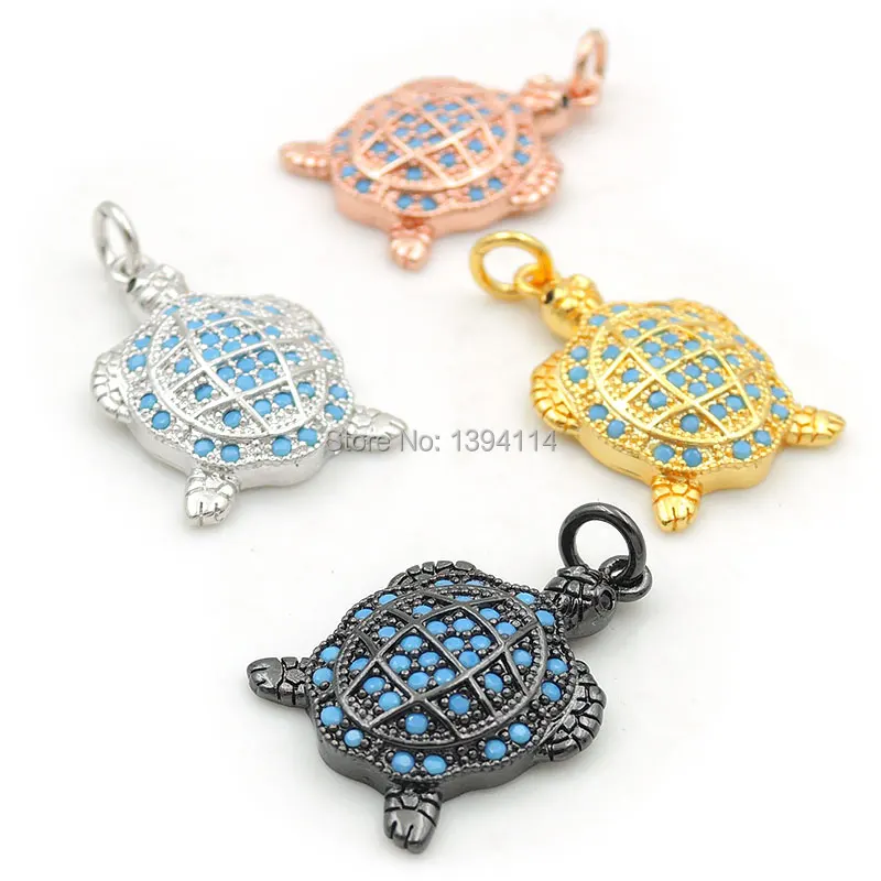 

20*14*3 мм Micro Pave Kallaite CZ черепаховый шарм подходит для мужчин и женщин изготовление браслетов или ожерелий «сделай сам» ювелирных изделий