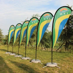 Teardrop Beach Flag And Flagpole With Base Graphic Custom Printed Banner Outdoor Advertising Promotion Event Camping Decoration