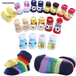 YWHUANSEN Toddler Cartoon Newborn Baby Girls Boys Anti-Slip Floor Socks Cute Infant Kids Animal Cotton Leg Warmers Striped Socks