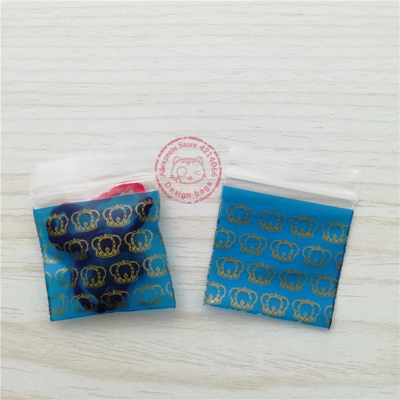 1515 Design Mini Ziplock Bags 100 Royal Gold Crown 1.5" X 1.5" Plastic Print Bags T05 - view 2