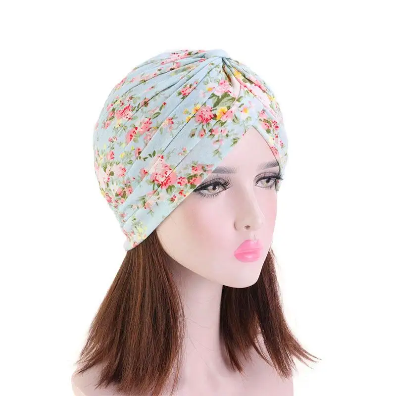 Ấn Độ Băng Đô Cài Tóc Turban Gọng Phụ Nữ Hồi Giáo Hijab In Hoa Xinh Xắn Ung Thư Hóa Trị Bộ Đội Hồi Giáo Tóc Bao Da Bò Bonnet Đầu Khăn Xếp Ly