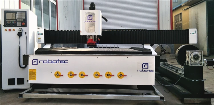 Cargador de cambio automático de 8 herramientas, enrutador CNC de 4 ejes, eje de refrigeración de aire de 9kw, máquina de tallado de CNC de madera para muebles, torno giratorio CNC