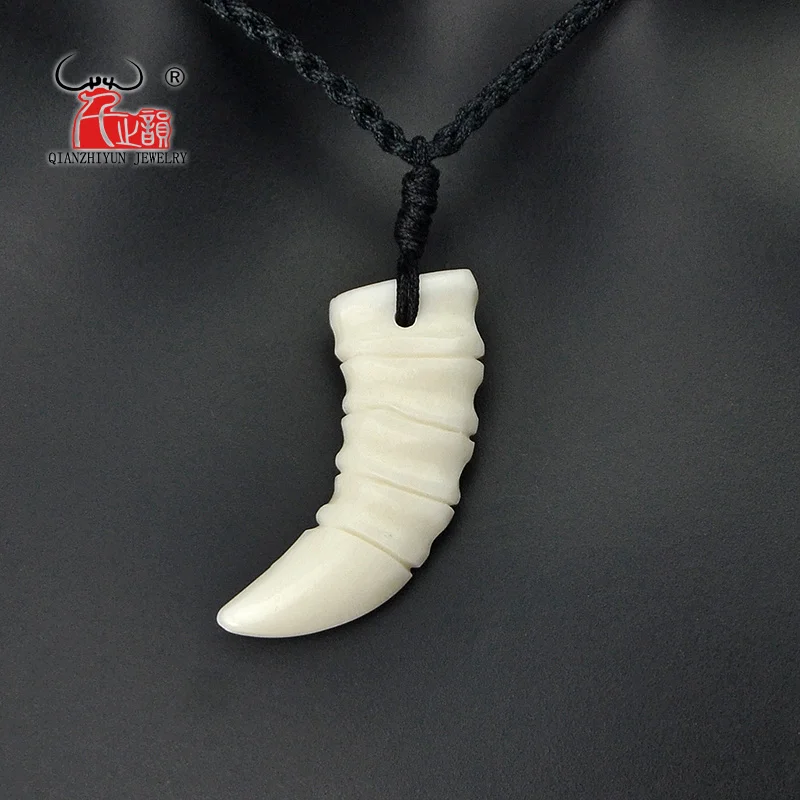 GX048 New Zealand Maori Primitive tribes jewelry handmade-carved Yak horn Choker yak bone pendant necklace for surfing