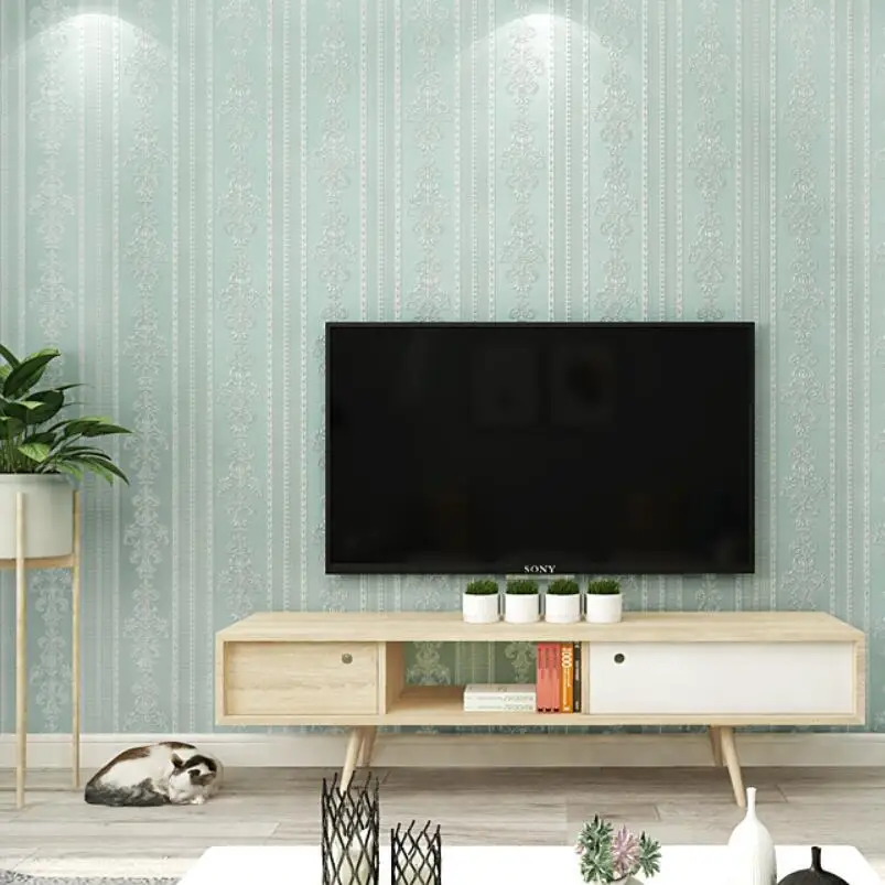 

Luxury Europe Strips Wallpaper Vertical Living Room Tv Background Wall Paper Chic Non-woven 3d Self Adhesive Wall Covering Qz118