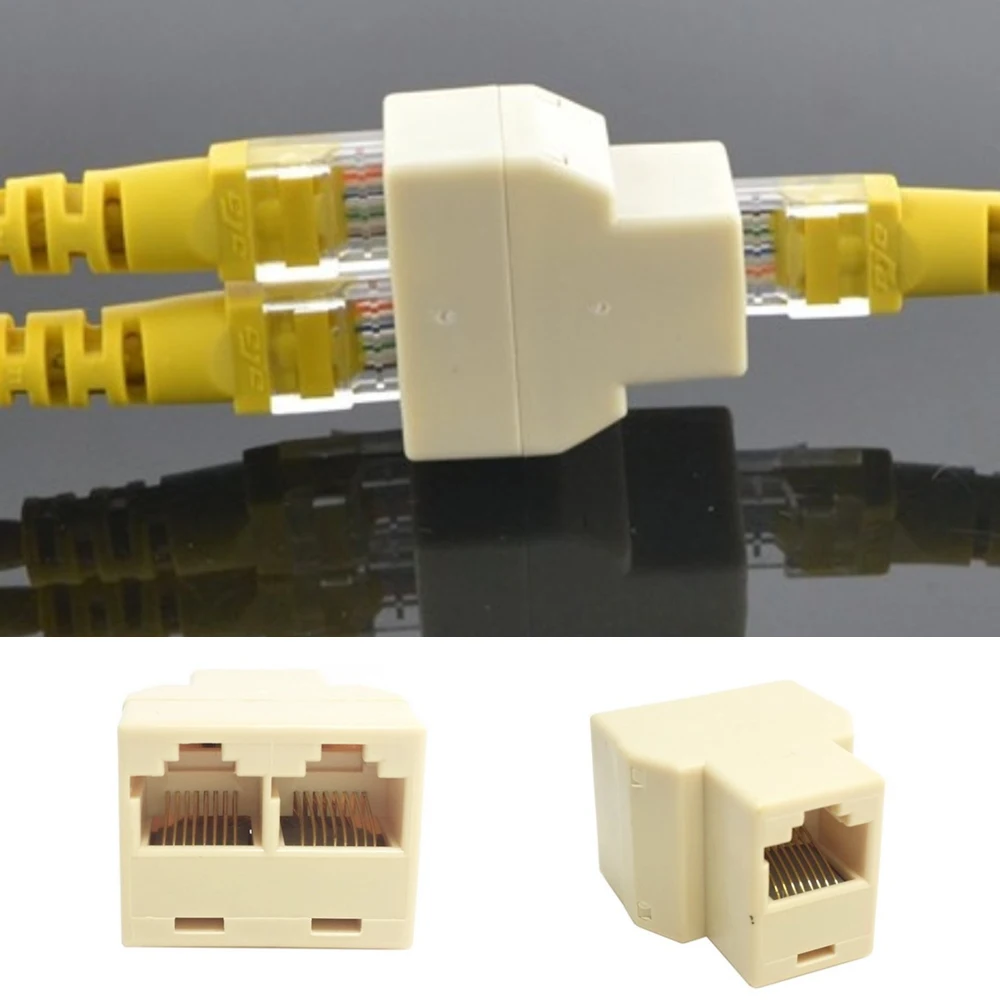 Elisona 5Pcs Ethernet RJ45 RJ-45 Female to 2 RJ45 Socket Female Network CAT5 CATE6 LAN Ethernet Splitter Adapter Connector Cable