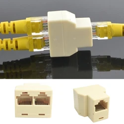 Elisona-Adaptador de Ethernet RJ45 RJ-45 hembra a 2 RJ45, conector hembra de red CAT5 CATE6 LAN, 5 unidades