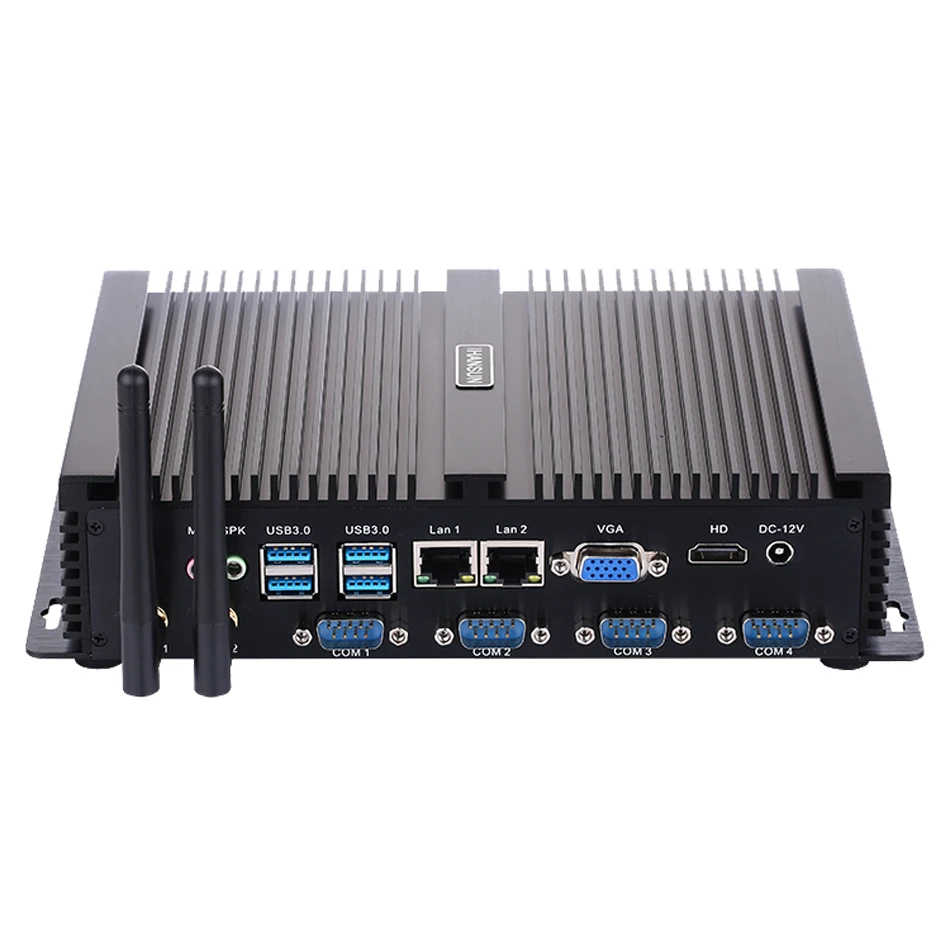 HUNSN Fanless Industrie PC,AIM02,Intel Celeron 1037U oder I5 3317U,Mini-Computer, windows XP / 11 oder Linux,VGA,HD,2LAN,4COM RS232