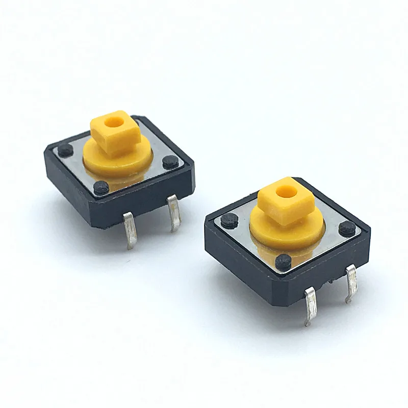 20pcs/lot 12*12*7.3mm 4pin Tactile Tact Mini Push Button Switch 12x12x7.3mm 4p Micro Switch Yellow button With Knob