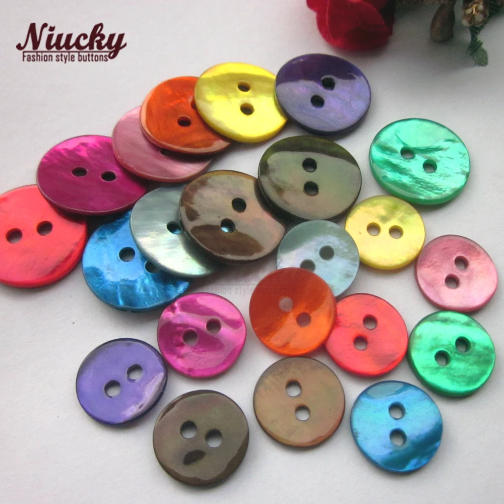 Niucky 11mm / 15mm high quality colorful pearl shell buttons mother of pearl shell buttons for sewing or decoration S0101m-002