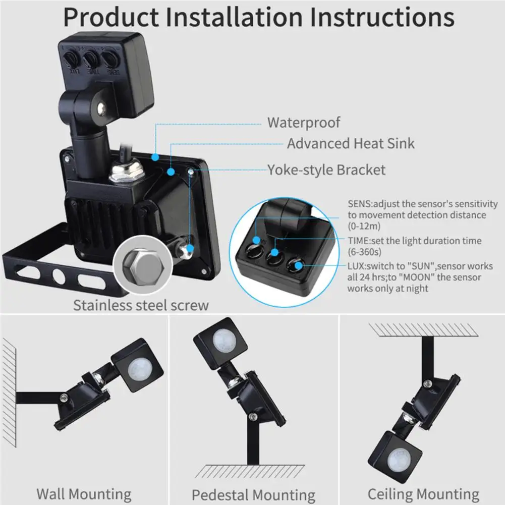 10W ไฟ Led น้ำท่วมกลางแจ้ง Lanscape 10W กันน้ำ IP65 AC 200-240V Induction Sense โคมไฟน้ำท่วมสวน700LM
