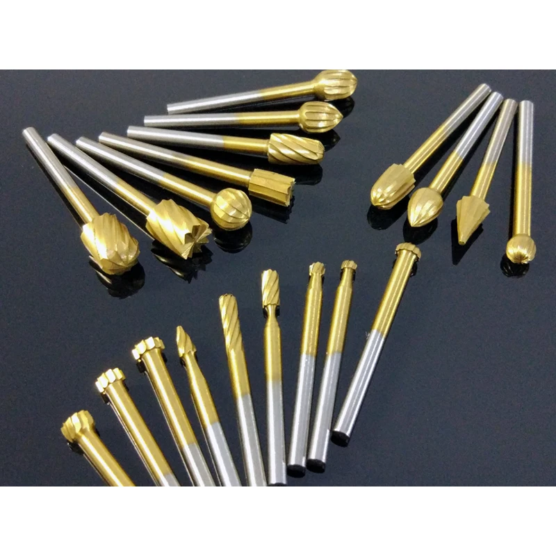 

20Pcs Set Rotary Files/Rasps Fraise/Carbure Wood Knife/Carving Abrasives Tools HSS 4241 Titanium Carving/Chamfering/Slotting Kit