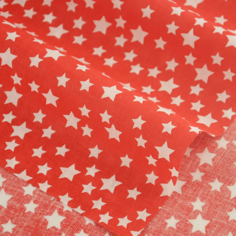 Booksew Dark Red Color Fat Quarter White Star Style Cotton Fabric Tida Tecido For Doll's DIY Sewing Crafts Home Textile Art Work