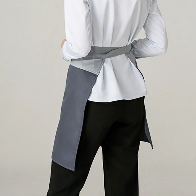 Gray Polyester Cotton Waist Apron Barista Waitstaff Bartender Pastry Culinary Uniform Restaurant Cafe Retail Shop Work Wear E2