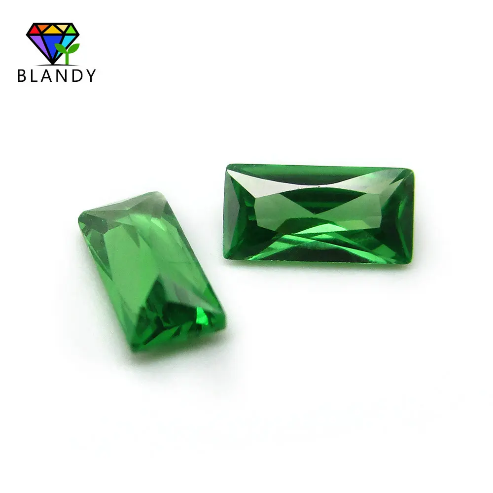 Free Shipping 2*4~9*11mm Rectangle Shape Green Cubic Zirconia Stone 5A Synthetic Gems CZ Stone For Jewelry