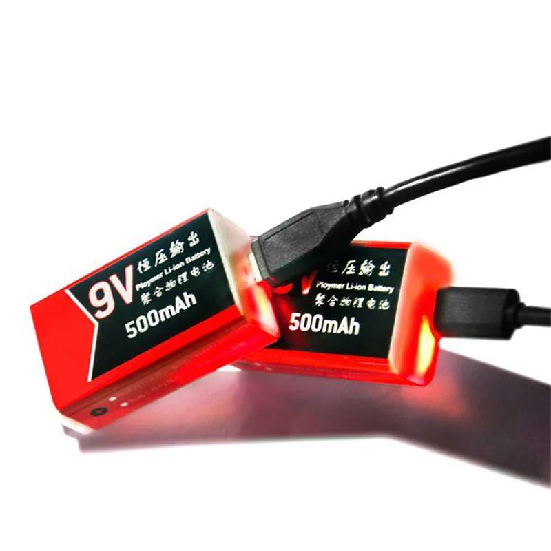 GTF 9V 500mAh USB Battery Li-polymer Rechargeable battery for Multimeter Microphone Remote Control drop shipping 9V batteries