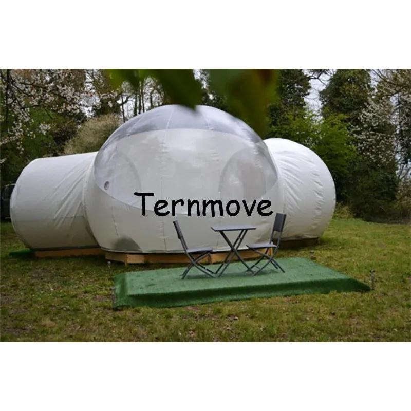 inflatab camping house tent for star Half Clear half white Bubble hotel,5m big room inflatable dome tents for events