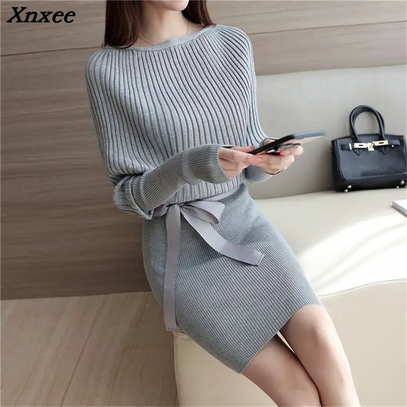 2018 Spring and Autumn New Women Korean ladies loose sweater  Stretch Skirt Xnxee