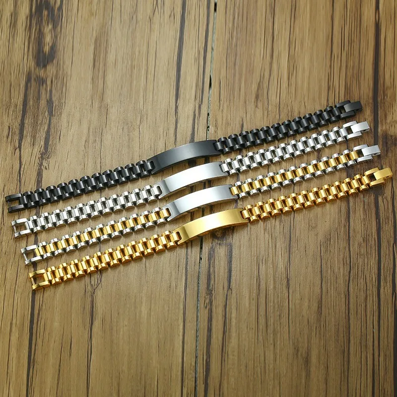 Vnox Free Personalize 10mm Stainless Steel ID Bracelets for Men Casual Male Pulseira Valentine\'s Day Gift for Him Drop Shipping