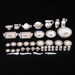 1:12 Dolls House Miniature Dinner Ware Porcelain Tea Set Dish Cup Plate 40 pcs