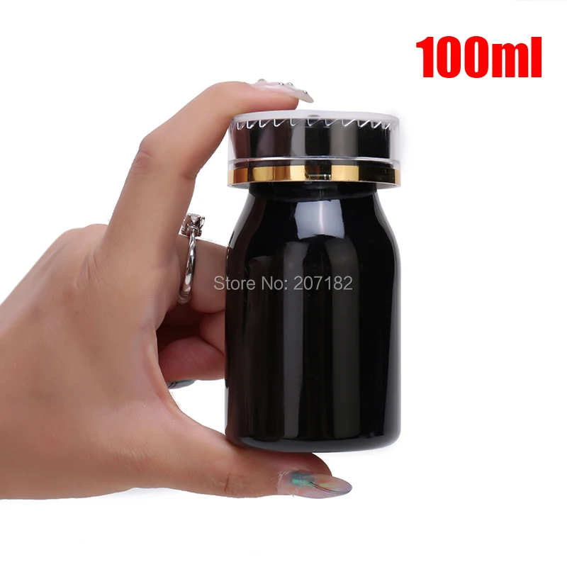 

100pcs 100ml TOP Black PET Packing Empty Bottles, 100CC Capsules/Pills/Powder/Vitamin Plastic Bottles With Child-proof Caps