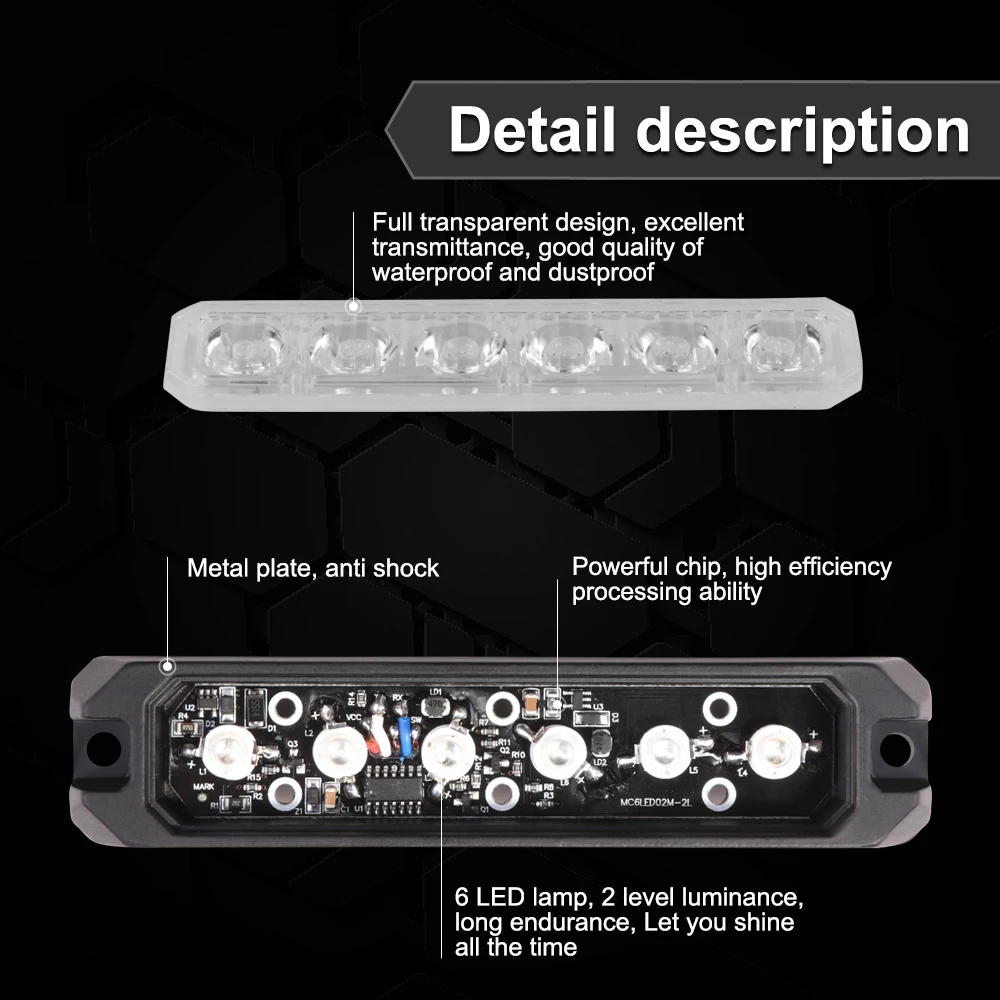 Bogrand Led Strobe Light 5 Wires Warning Lights with Synchronous Funtion Uper Bright Emergency Blinking Lamp Flashing Side Lamp