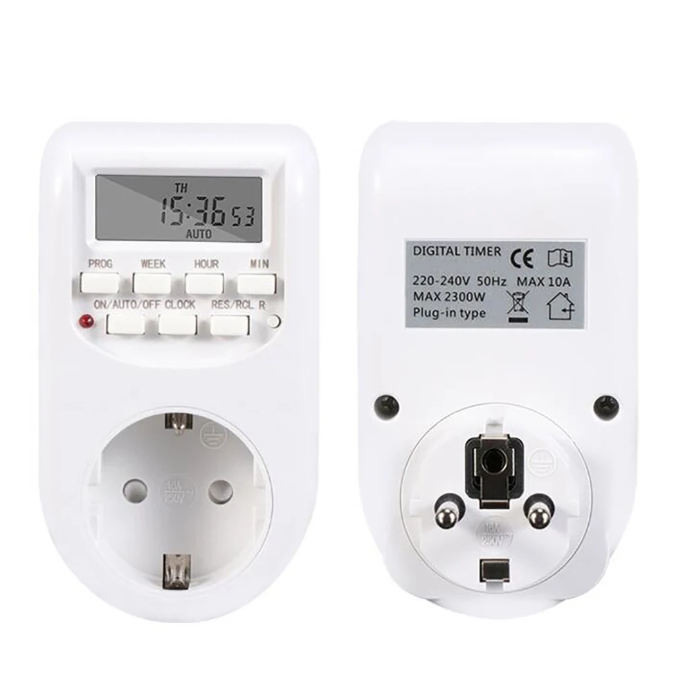 Eu Plug Timer Switch Energy Saving Adjustable Digital Kitchen Timer Outlet Week Hour Programmable Timing Socket