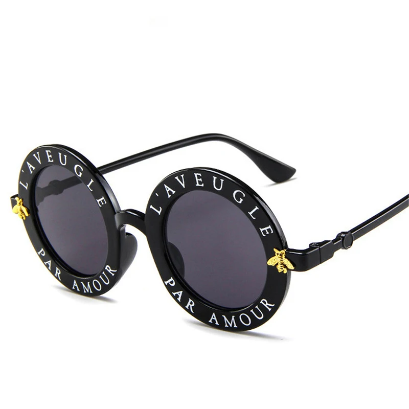 Fashion Trend Vintage Round Sunglasses Women Men Small Bee Ladies Sun glasses Eye glasses Party Eyewear Shades Personality UV400