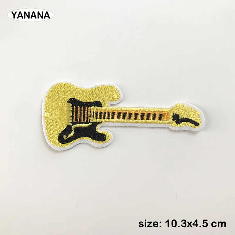 Guitar icon Punk Rock Guitar Band Patches Creative Badges for Cloth Punk Amazing Embroidered Patch DIY Applique Stickers