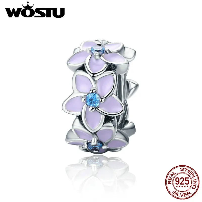 

WOSTU European 925 Sterling Silver Darling Daisies Spacer Charm Fit Original Brand Bracelet Necklace Authentic Jewelry Gift