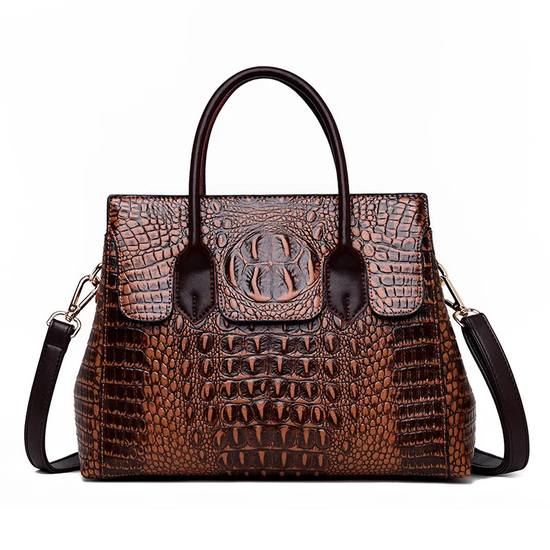 Vintage Fashion Crocodile Genuine Leather Luxury Ladies Handbags Women Bags Designer Woman Shoulder Bag Female Bolsas Feminina