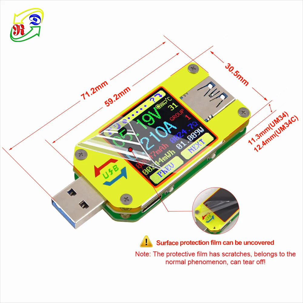 RD UM34 UM34C dla APP USB 3.0 Type-C DC woltomierz amperomierz miernik napięcia prądu ładowanie akumulatora miernik rezystancji kabla Tester