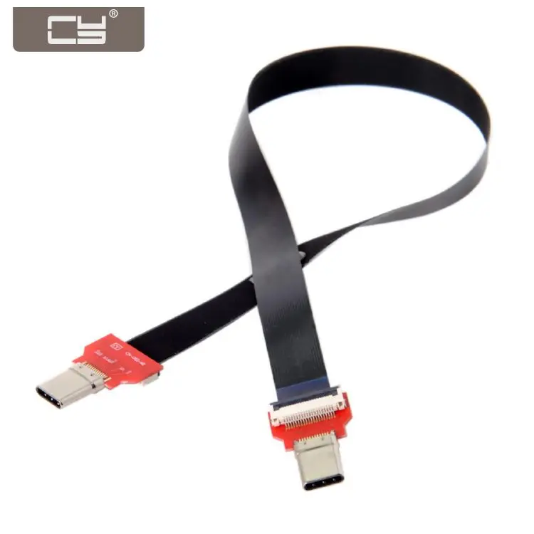 

CY 20cm FPC Flat USB 3.1 Type-C USB-C Male to Male Data Cable for Laptop & Phone & Drive