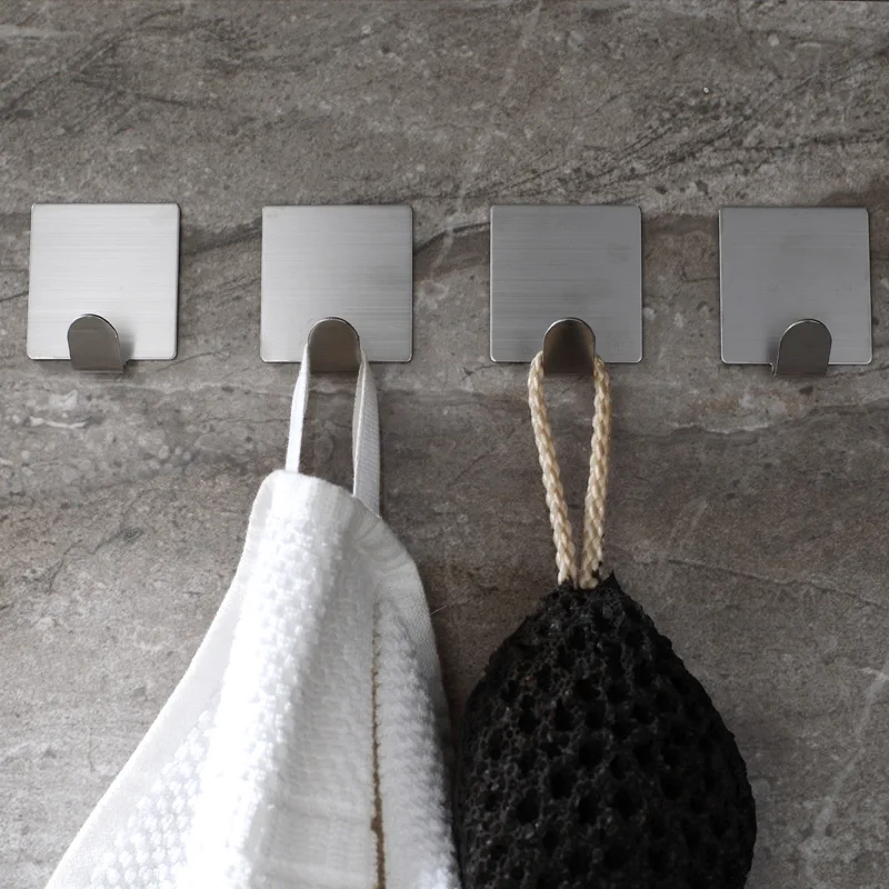 

4pcs/set Hook Stainless Steel Coat Towel Hook Wall Door Stainless Steel Holder Hook for Bathroom Kitchen Toilet
