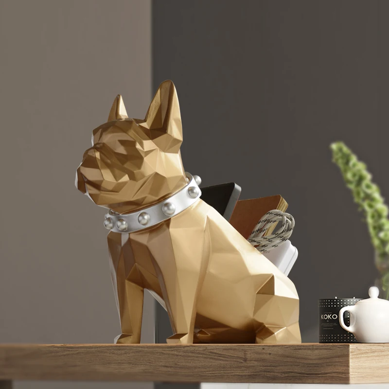 Storage Box For Home Decor organizer box Office Mobile Phone Tools Control Resin Dog Statue Figurine for Tabletop Desktop Holder