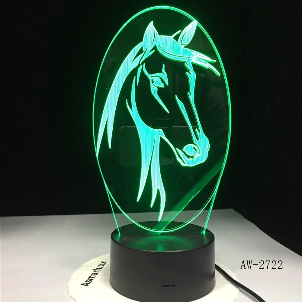 7 Colors Changing Animal LED Night light Horse 3D Desk Table Lamp USB Luces Navidad Lampara Baby Kid Sleeping Nightlight AW-2722