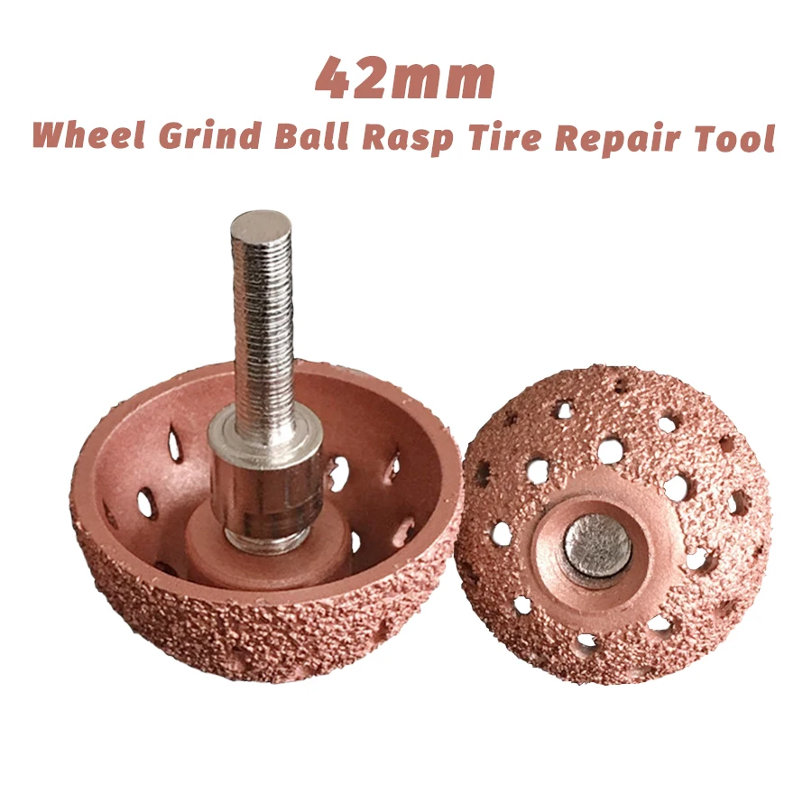 1pc 42mm Buffing Wheel Grind Ball Rasp Tire Repair Tool Tungsten Carbide Rasp and Contour Cup with Arbor Adaptor