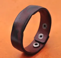 Handmade Distressed Genuine Leather Bracelet Cuff Wristband Brown Mens Unisex