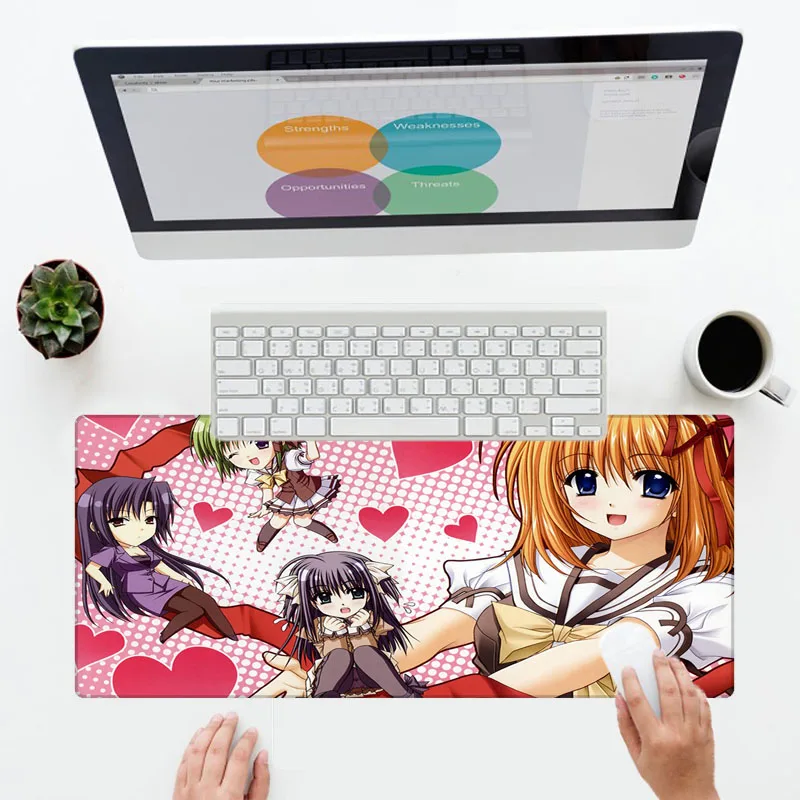 XGZ Love Anime Girl Mouse Pad Rubber Rectangle Large Size Non-slip Desktop Computer Office Desk Game Gaming Laptop Mouse Pads