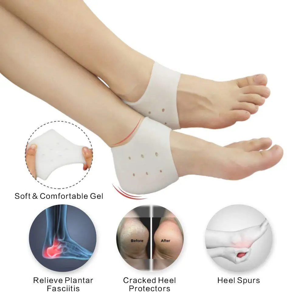 Tumit Cangkir Plantar Fasciitis Sisipan, Gel Tumit Bantalan Bantal Baru Bahan (3 Pasang) besar untuk Nyeri Tumit, Menyembuhkan Kering Tumit Pecah-pecah,