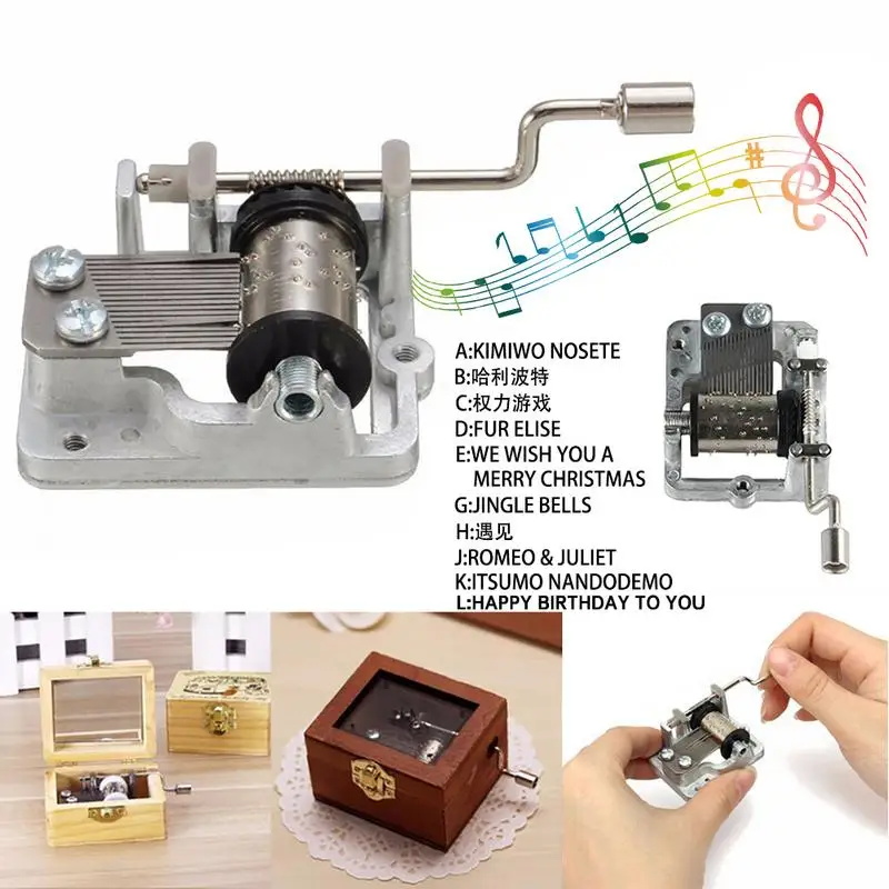 Wholesale Antique Carved Mini Hand Cranking Music Movement DIY Music Box Decorative Collectibles  Home Decoration Accessories