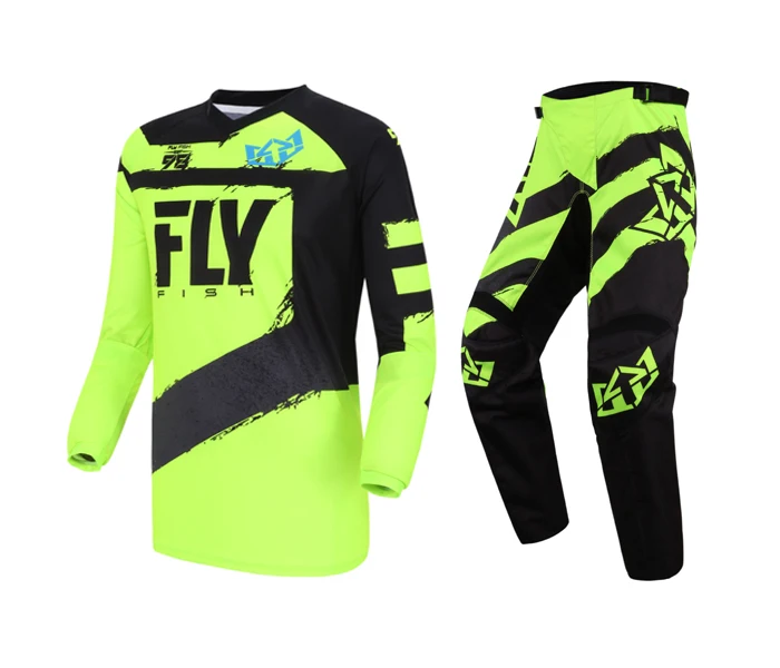 New Fly Fish Red Motocross F-16 Jersey & Pant Combo Set MX/ATV/BMX/MTB Riding Adult Racing Gear Set