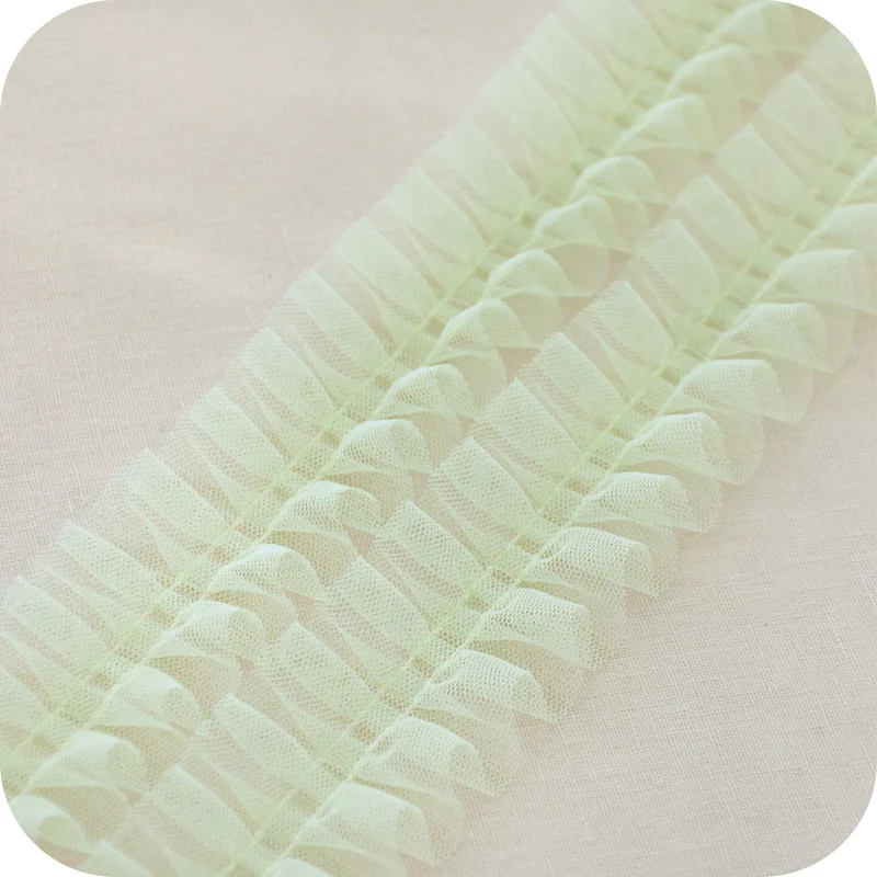 Fine Wide 5cm Elastic Pleated Mesh Tulle Lace Applique Guipure Folded Sewing Fabric Ribbon Edge Trim DIY Dresses Clothes Decor