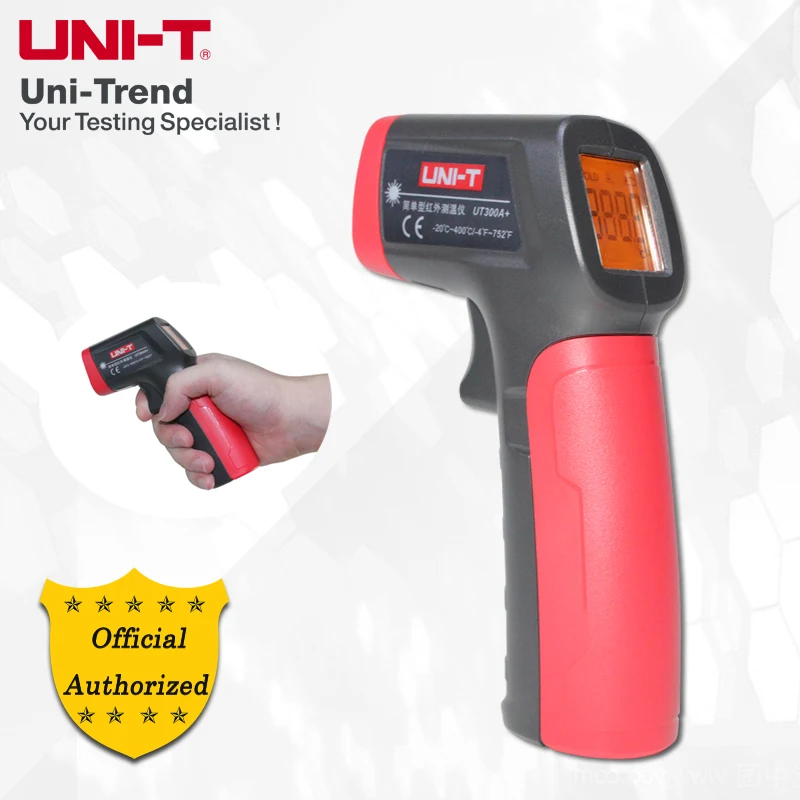 

UNI-T UT300A+ Infrared Thermometer (-20 to 400 C); hand-held electronic temperature gun, thermometer, with backlight