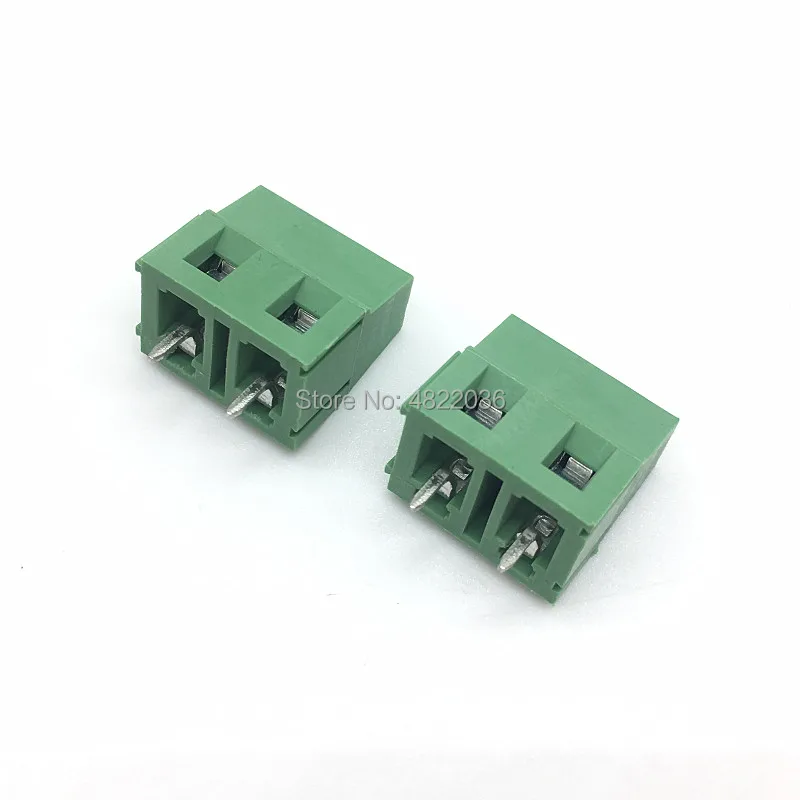 100pcs KF128-7.5-2P Screw 2Pin 7.5mm Straight Pin PCB Screw Terminal Block Connector 300V/10A Green Color