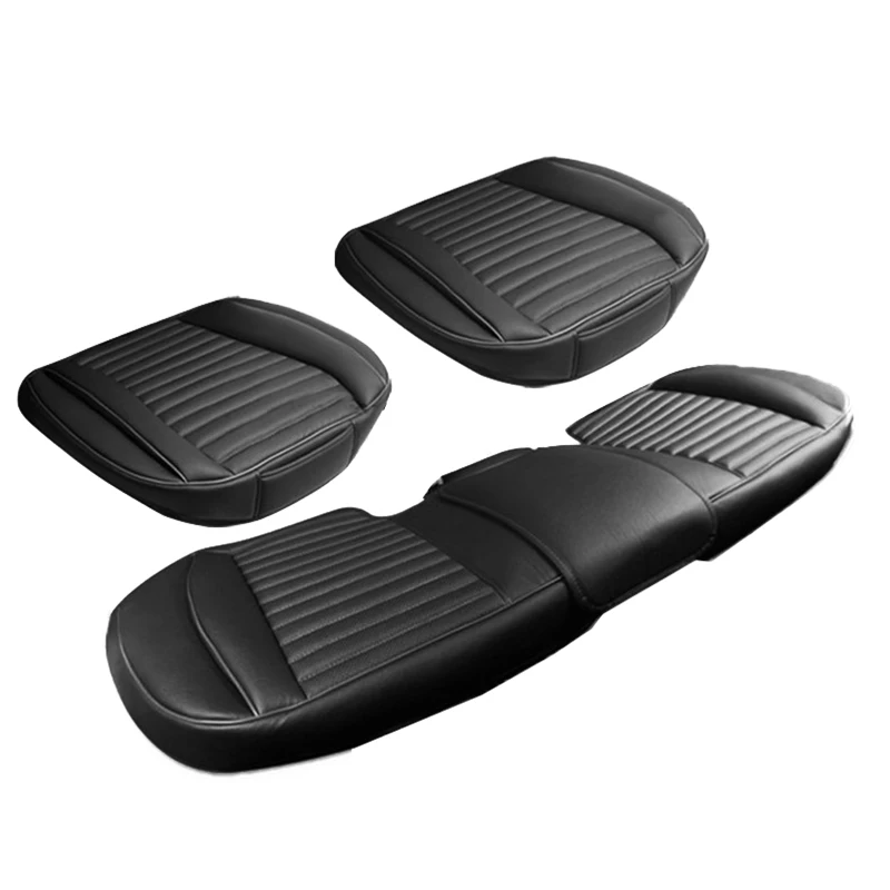 3Pcs Set New Car PU Leather Seat Cover  Wearproof Cushion Protect Pad with Bottom Storage Bag