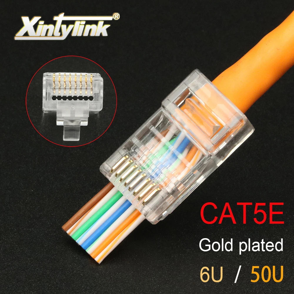 xintylink rj45 connector rj 45 plug rg cat5 cat5e network conector keystone jack utp ethernet cable modular lan 20/50/100pcs