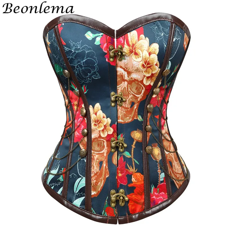 

Beonlema Vintage Steampunk Sexy Korse Floral Erotic Women Corset Waist Controlling Push Up Corsets Femme Overbust Punk Bustiers