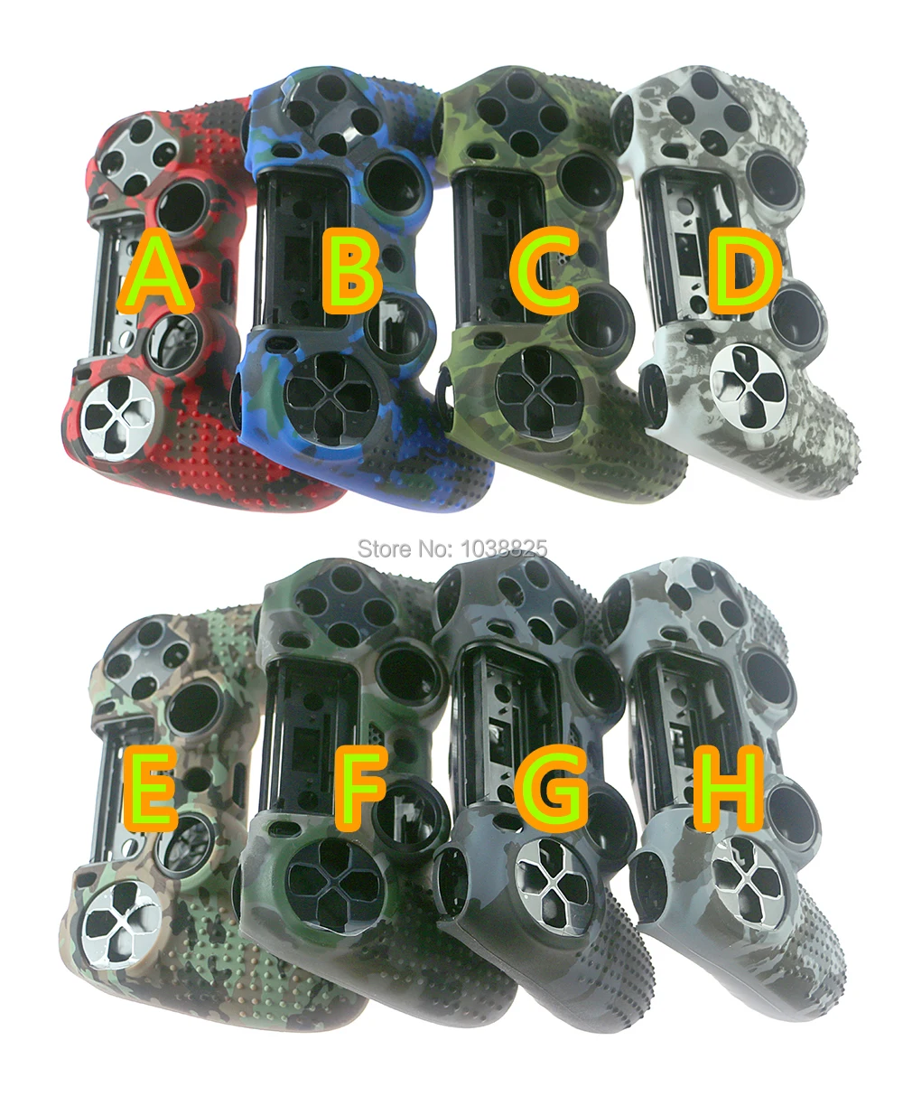 

10pcs/lot Camouflage Graffiti Studded Dots Silicone case Rubber Gel Skin for PS4 Slim/Pro Controller Case for Dualshock4