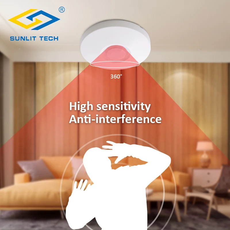 Indoor Wire Ceiling PIR Motion Sensor 360 Degree Infrared Detector High Sensitivity for Open Space Alarm Home Security System