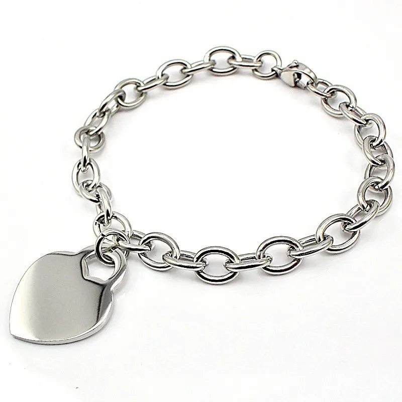 Woman Jewelry Smooth Opening Silver Color  Simple Bangles 1pcs Heart Heart Pendant Female Bracelet  Stainless Steel